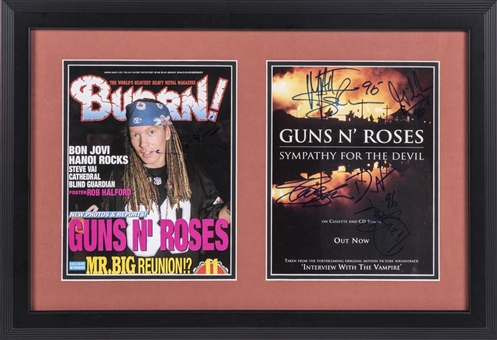1996 Guns N Roses Full Group Signed 17 x 24.5 Framed Display (JSA)